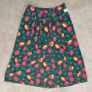 Vintage Tan F Jay Tulip Floral Polka Dot Bright A Line Skirt Size 14 NEW TAGS
